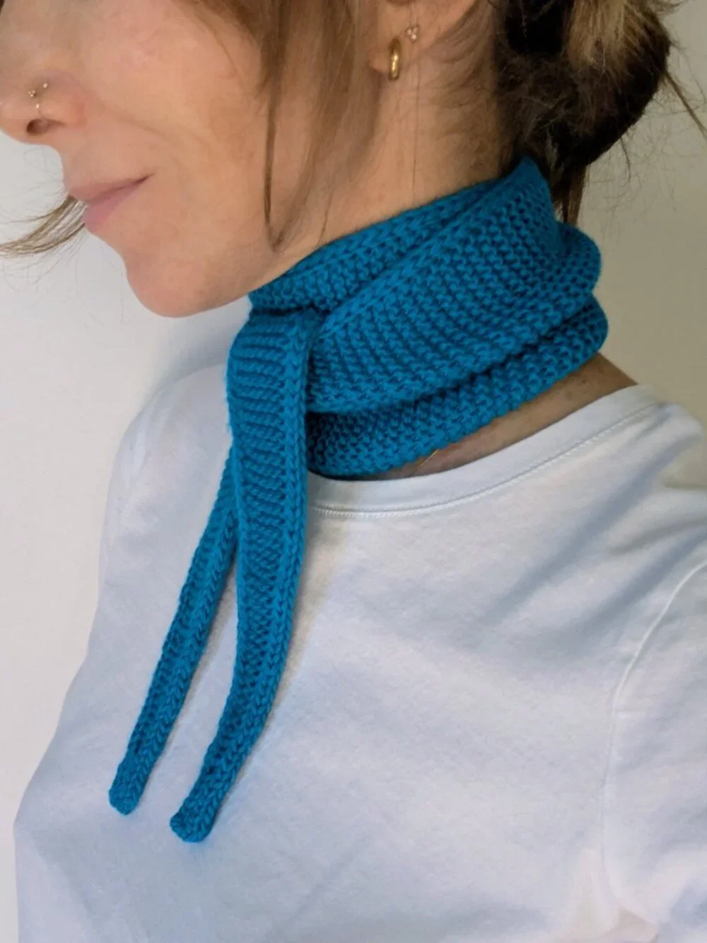Hand Knit Aquamarine Sophie Scarf Bamboo Coastal Chic Neckerchief